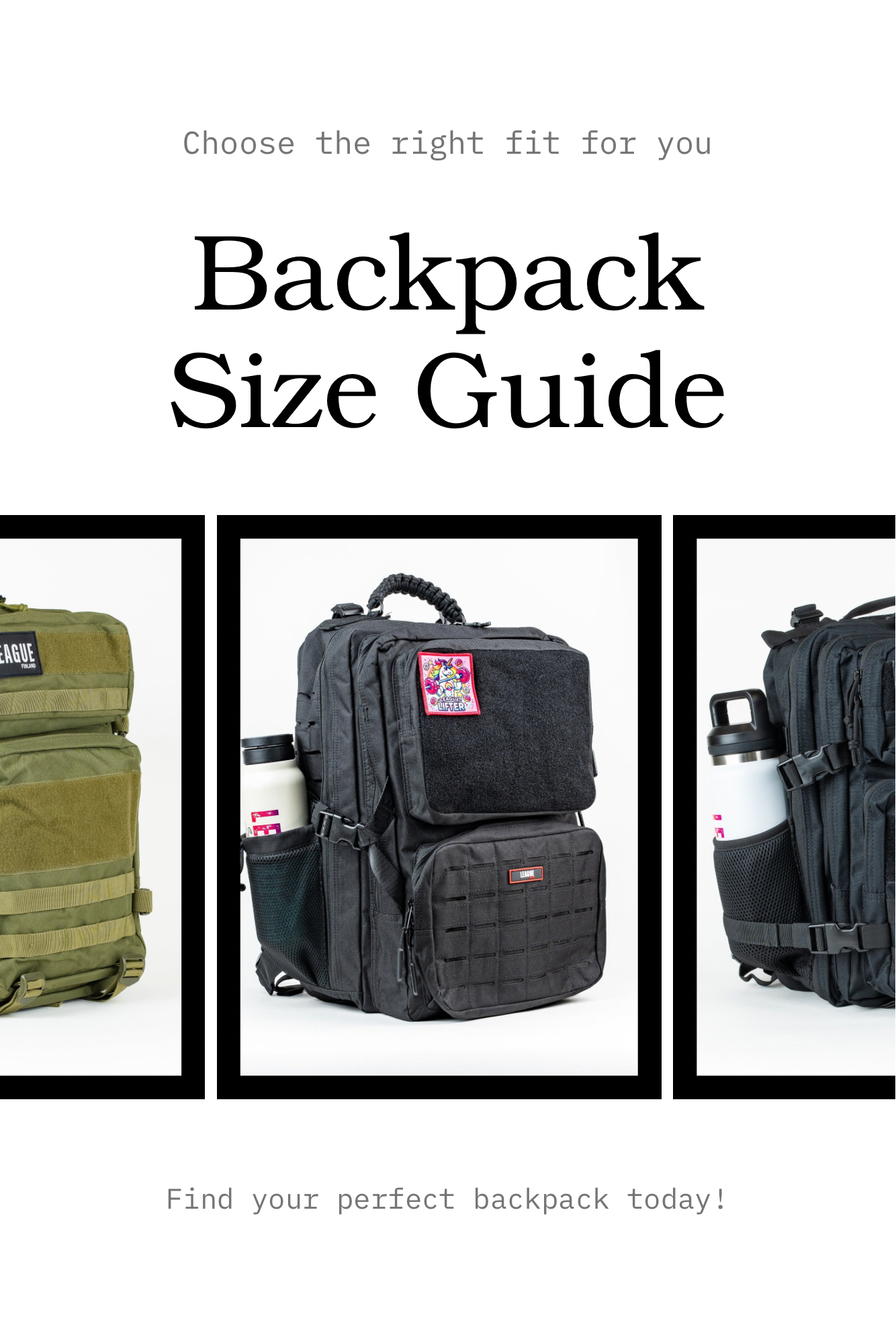 25L, 45L vai 45L Pro? Valitse oikea LEAGUE Patch Backbag -reppu käyttötarkoituksesi mukaan